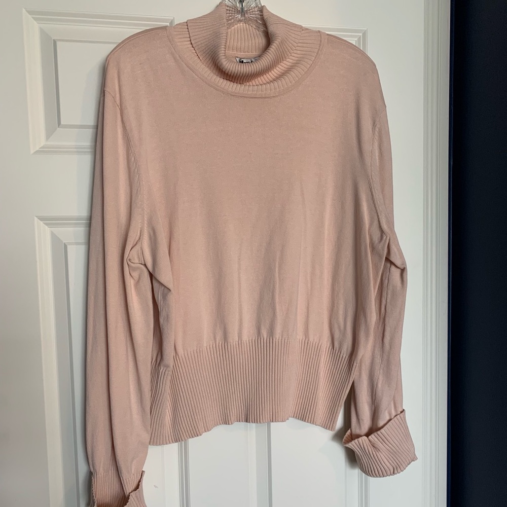 2X - Rose Pink turtleneck lightweight sweater